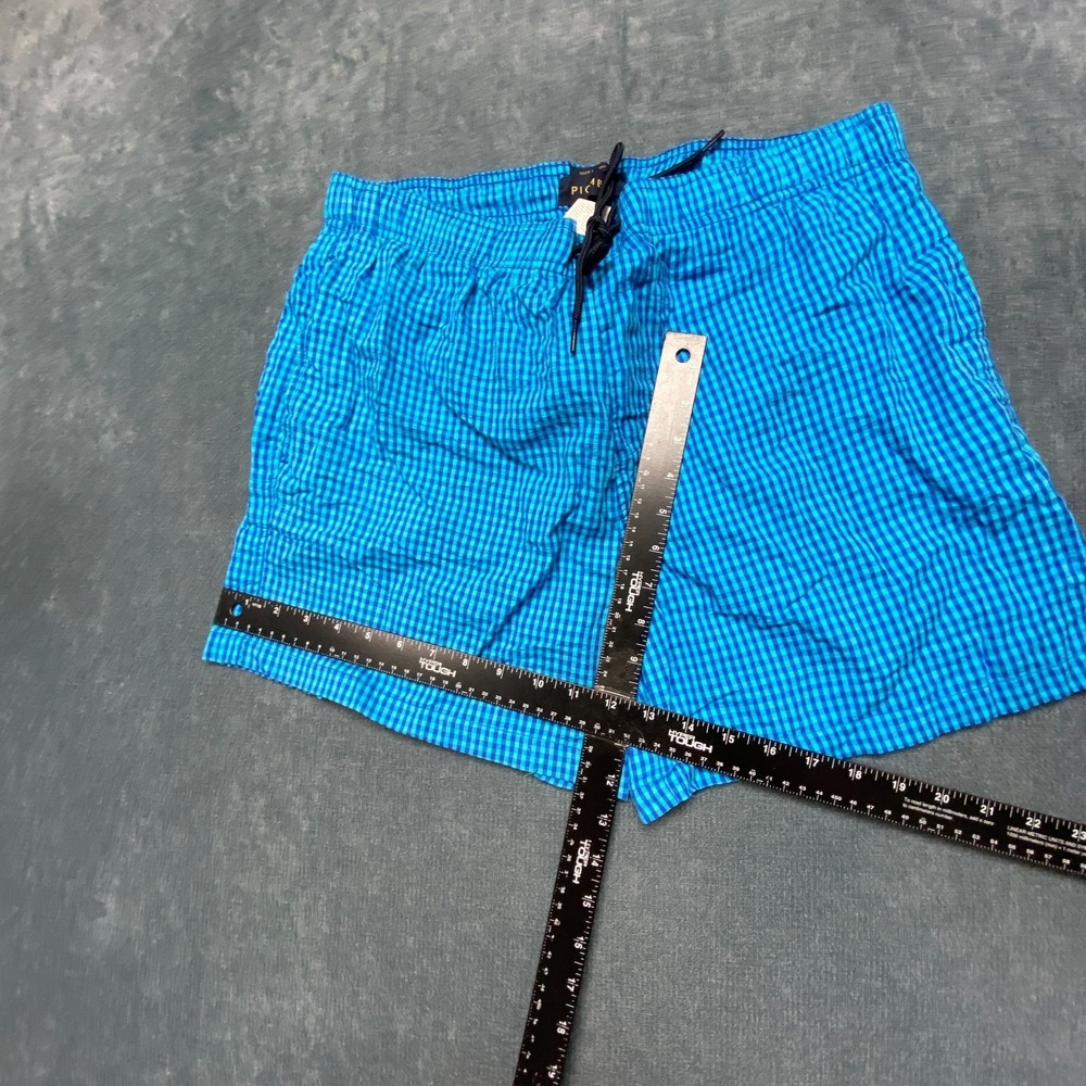 Piombo Swim Shorts Mens XL Black Blue Plaid Mesh Lined Drawstring Waist Beach - Picture 8 of 16
